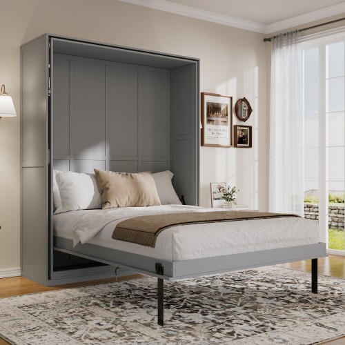 Rotating Murphy Wall Bed Queen Size Murphy Bed Space-Saving Cabinet Bed Wood Bed gallery