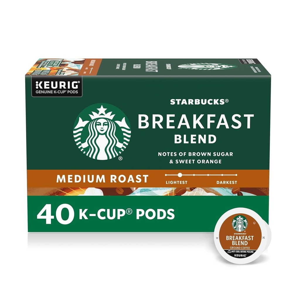 Starbucks Breakfast Blend Medium-Roast K-Cup Coffee Pods 40 Count Keurig....