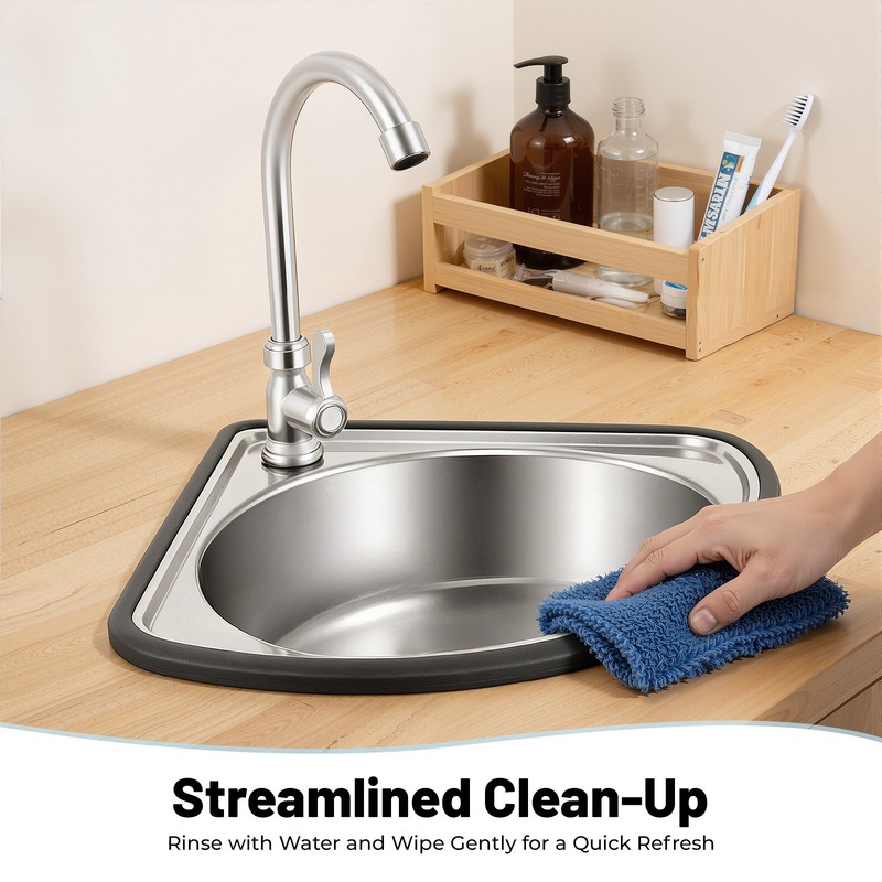 Single Triangle Wash Basin, Corner Sink Small Bar Sink Stainless Steel w/ Faucet gallery