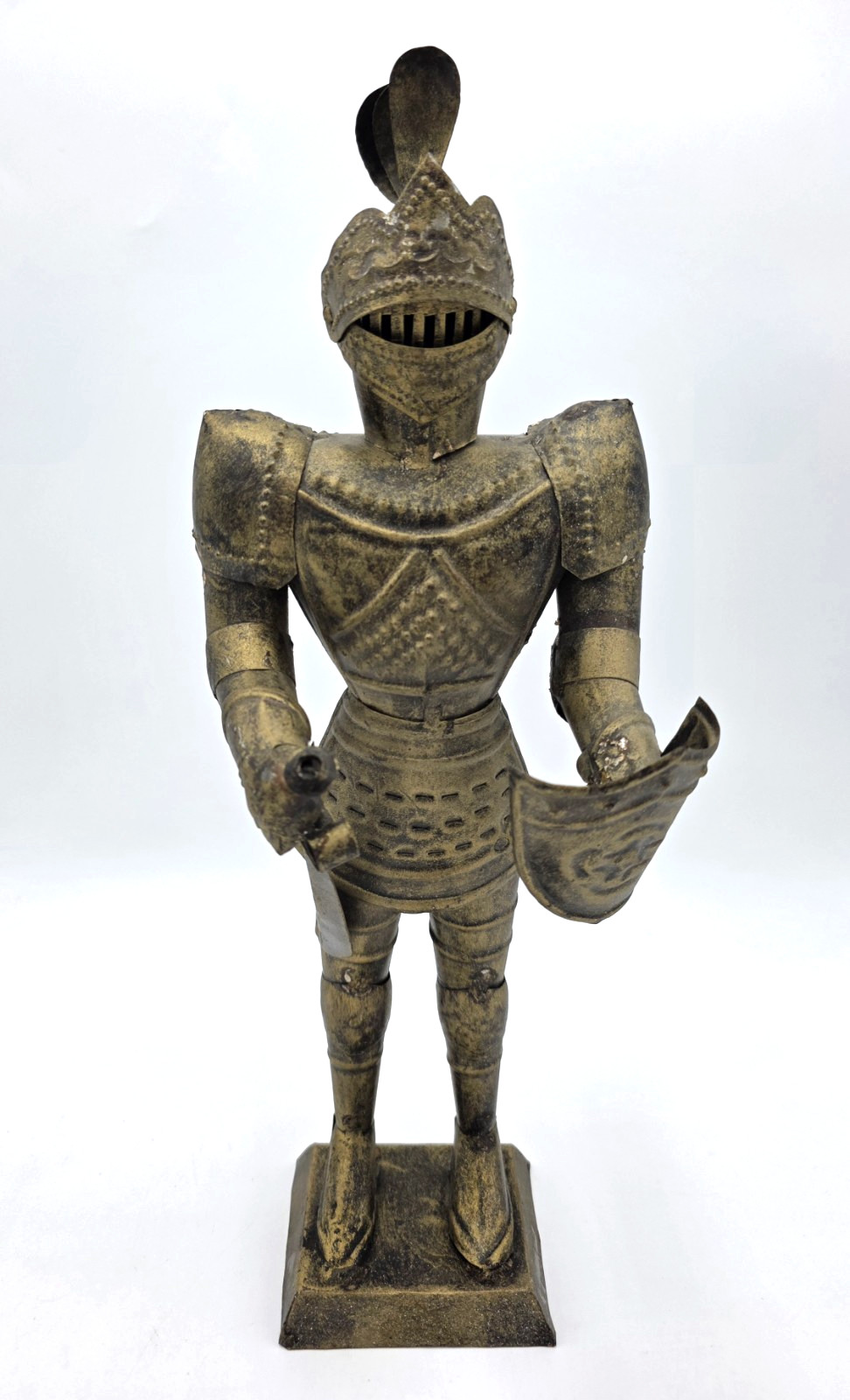 Medieval Knight Armor Statue Metal Figurine Shield Sword VTG Castle Decor gallery