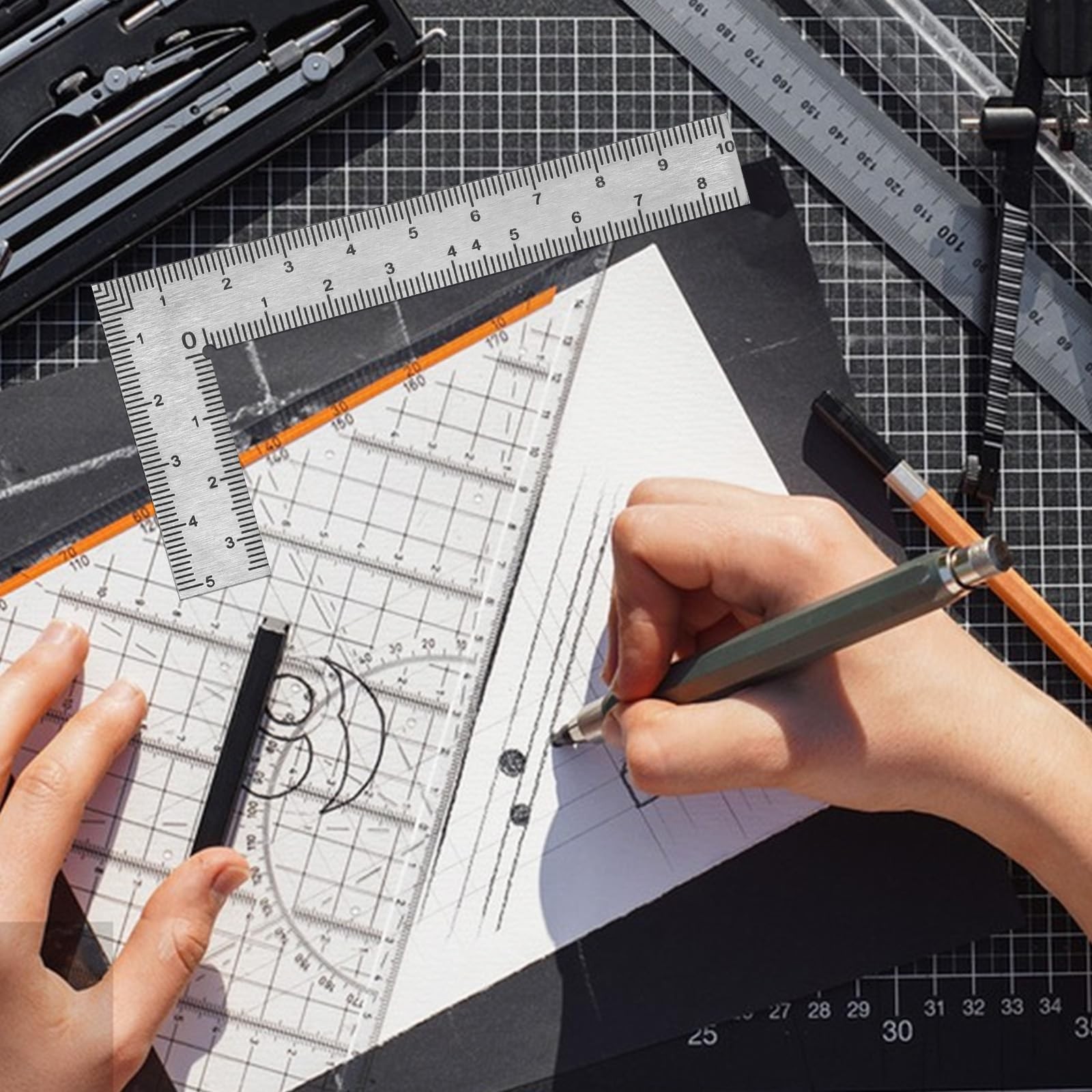 2x4 Inch Mini L Shaped Ruler Measuring Tool Stainless Steel Woodworking Ruler gallery