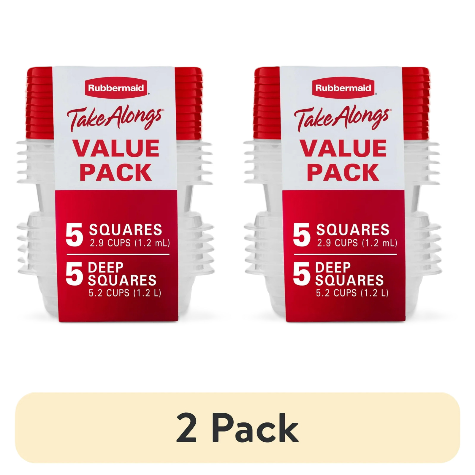 (2 pack) Rubbermaid TakeAlongs Food Storage Containers, 10 Piece Set, Red gallery