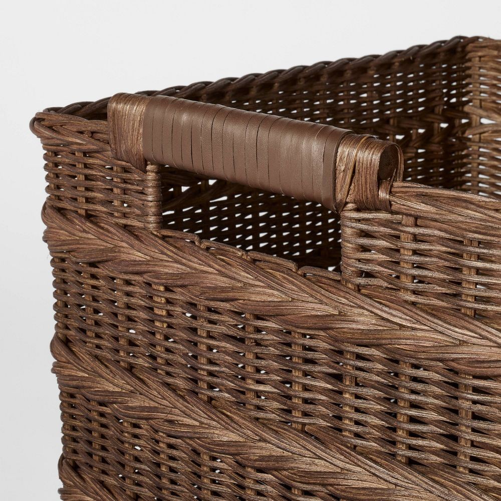 Rectangle Rattan Decorative Basket Dark Brown - Threshold designed with Studio gallery