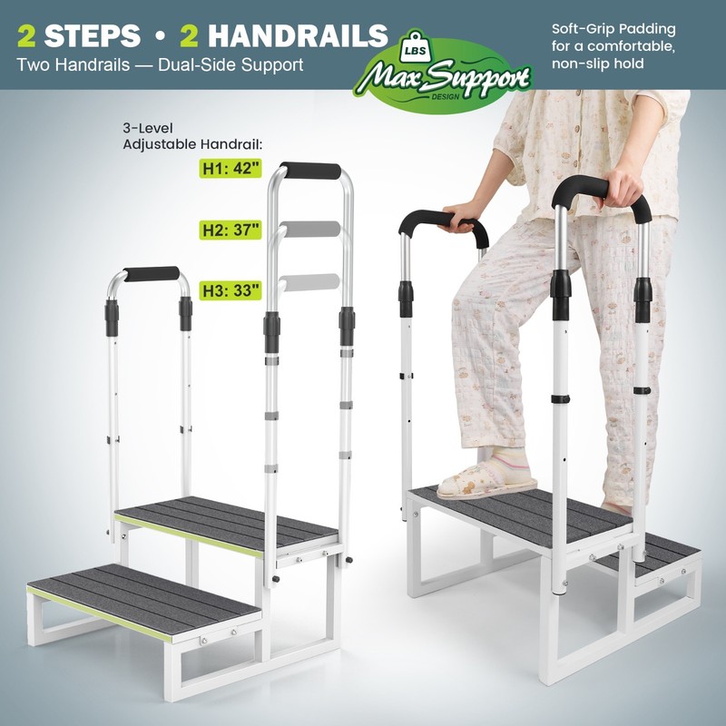 Step Stool with Handle for Elderly,Wide Platform and Anti-Slip Mats gallery