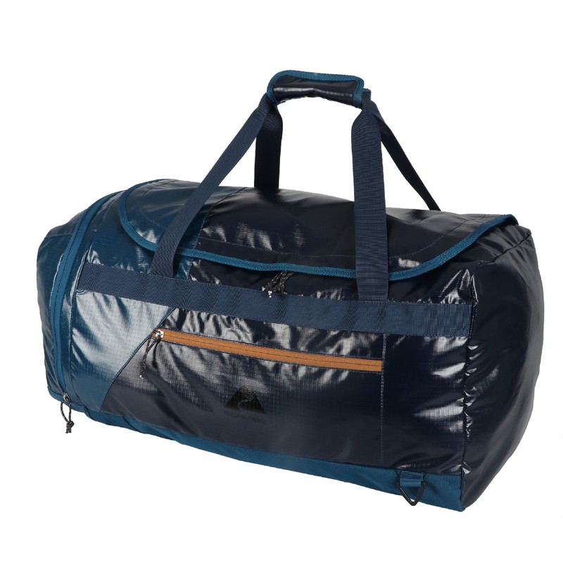 70L Coated Polyester Ripstop Duffel Bag W/ Backpack Straps Blue
