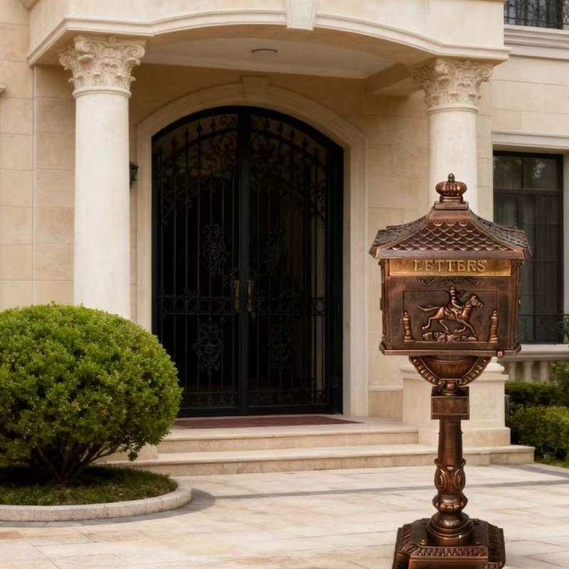 Cast Iron Mailbox Vintage Locking Postal Box Heavy Duty Rustproof Outdoor gallery
