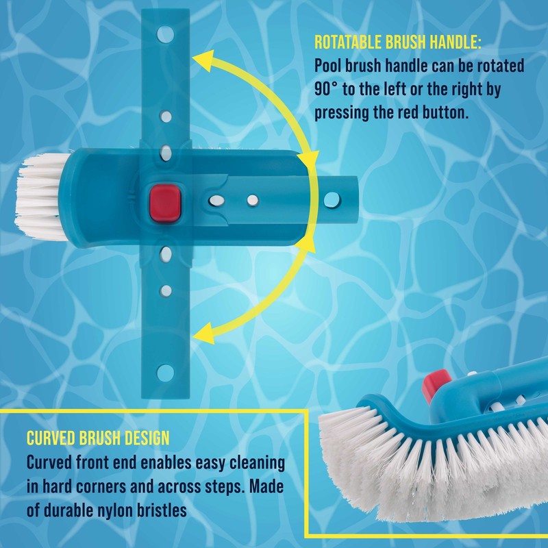 Pool Step & Corner Cleaning Brush with Adjustable Handle Rotation, Spa, Hot Tub gallery