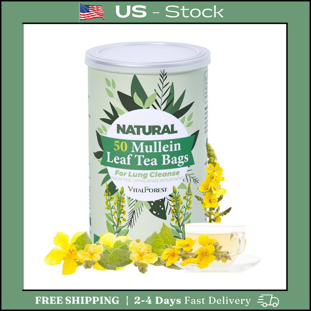 50 Mullein Tea Bags for Lungs, 100% Pure Mullein Leave Tea, Lung Detox Cleanse gallery