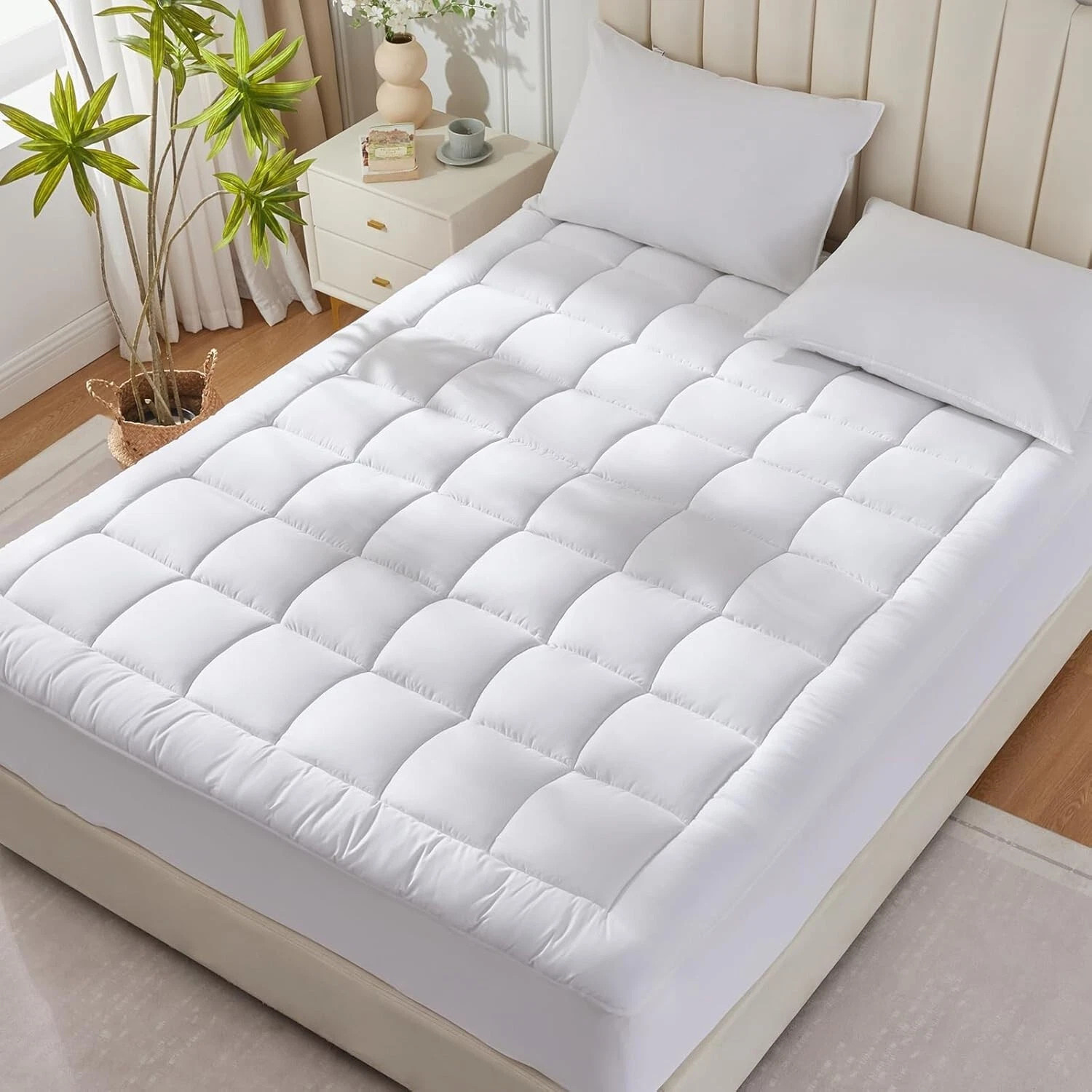 Luxury 4-Inch Mattress Topper Quilted Microfiber Cover with 360° Elastic Skirt gallery