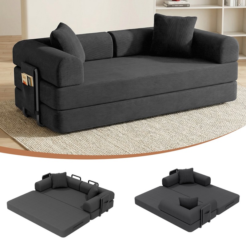 Convertible Space Saving Sofa Bed Pull Out Sleeper With Side Pockets Chair Safe gallery