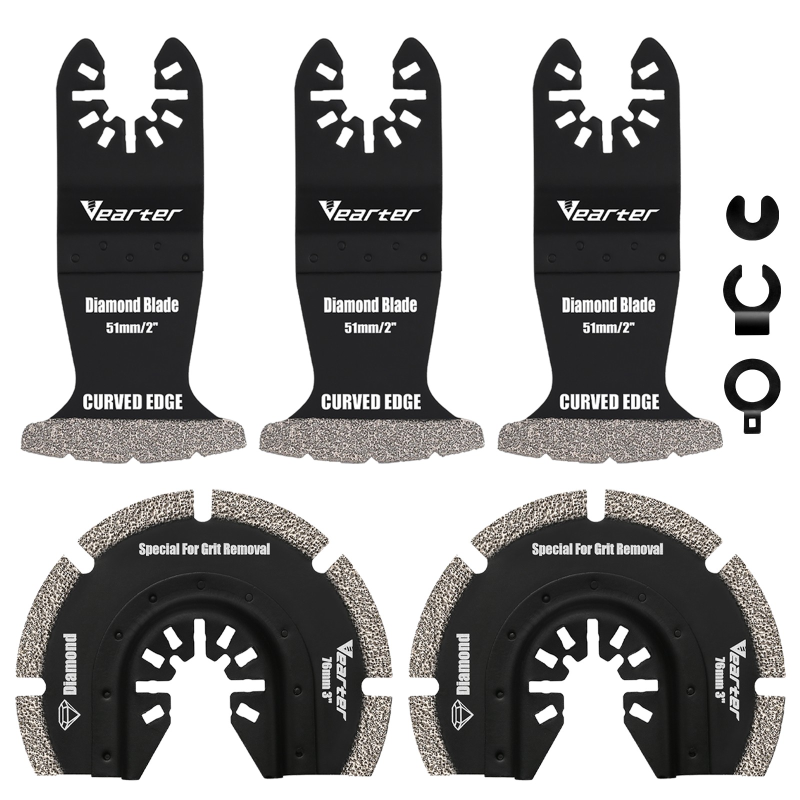 Vearter 5Pcs Diamond Oscillating Multi Tool Blade Mortar Cutting Grout Removal gallery