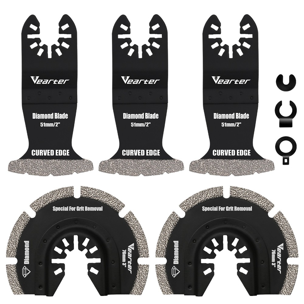 Vearter 5Pcs Diamond Oscillating Multi Tool Blade Mortar Cutting Grout Removal