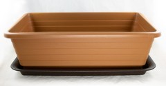 Japanese Rectangular Plastic Tan Bonsai Training Pot + Tray – 18″x 10.5″x 5.75″