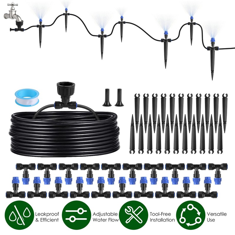 75Ft Drip Irrigation Garden Watering System Automatic Kit with 20 Mist Nozzle gallery