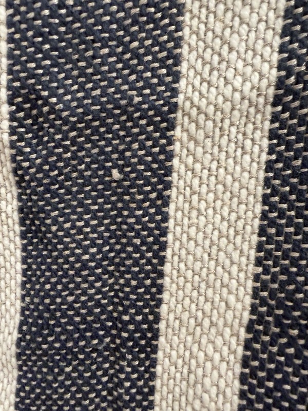Pottery Barn Antique Stripe Throw/Blanket Navy Linen Cotton 50x57in gallery