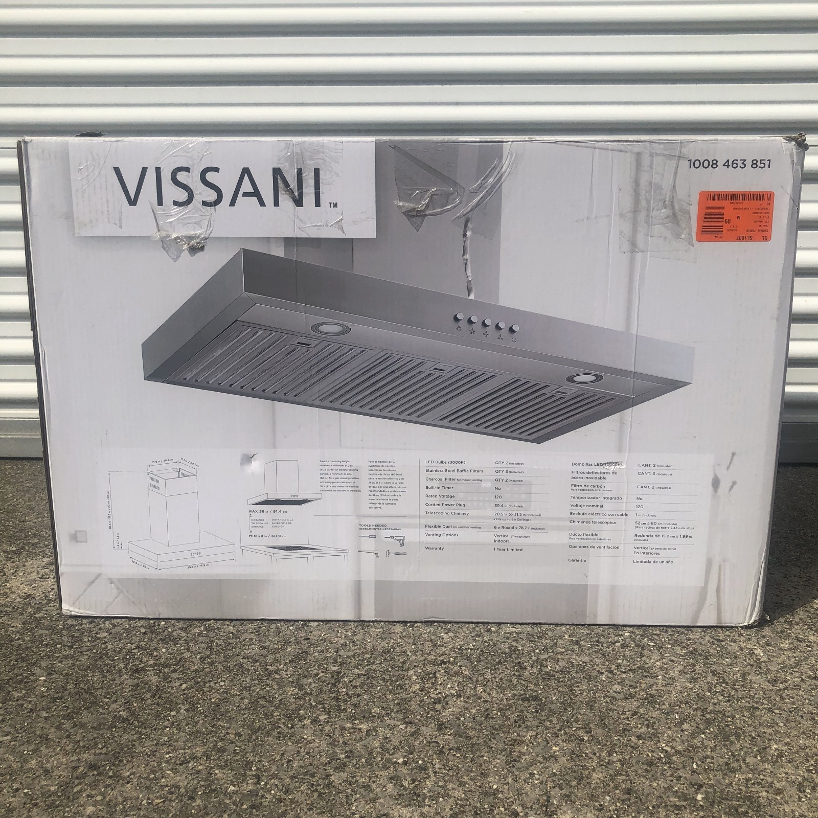 Vissani Lora CFM Convertible T-Shape Wall Mount Range Hood Stainless Steel gallery