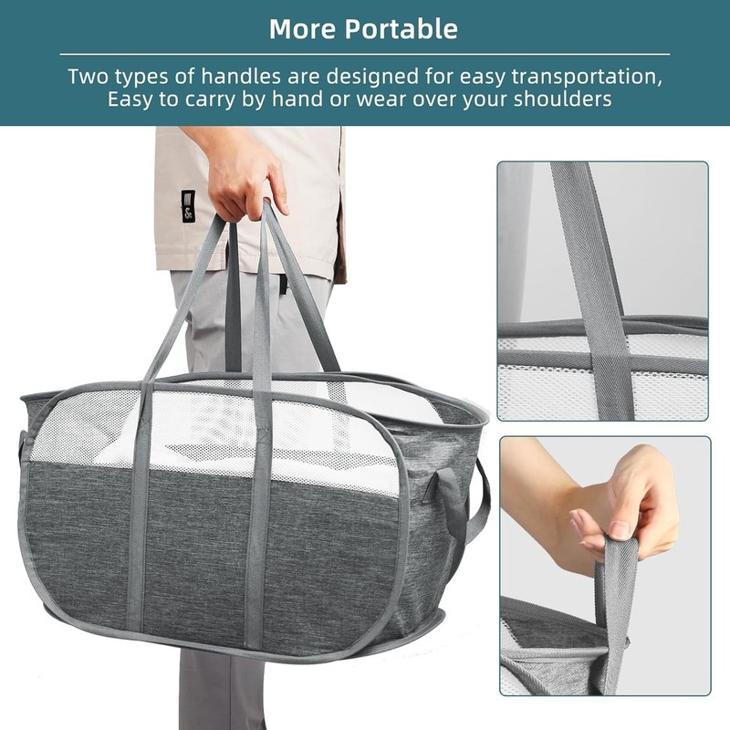 Collapsible Laundry Baskets, Tear Proof Pop Up Laundry Hamper with Dual Handl... gallery