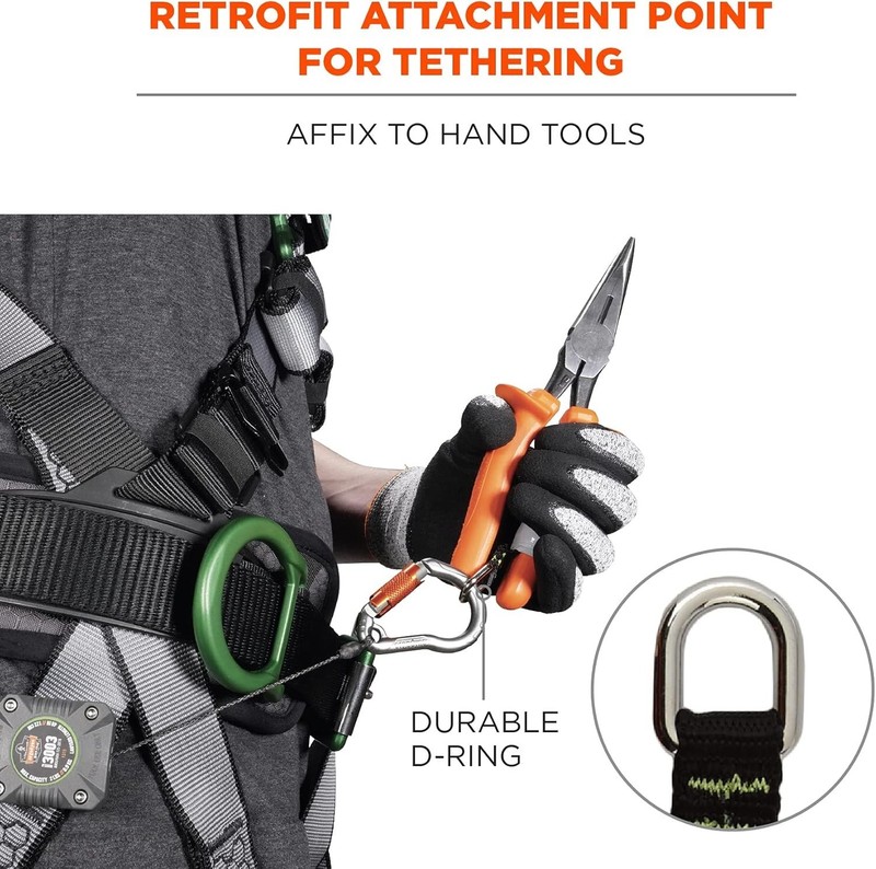 Medium Length Web Tool Tail D-Ring Attachments, 6-Pack, 2lbs - Bright Orange gallery