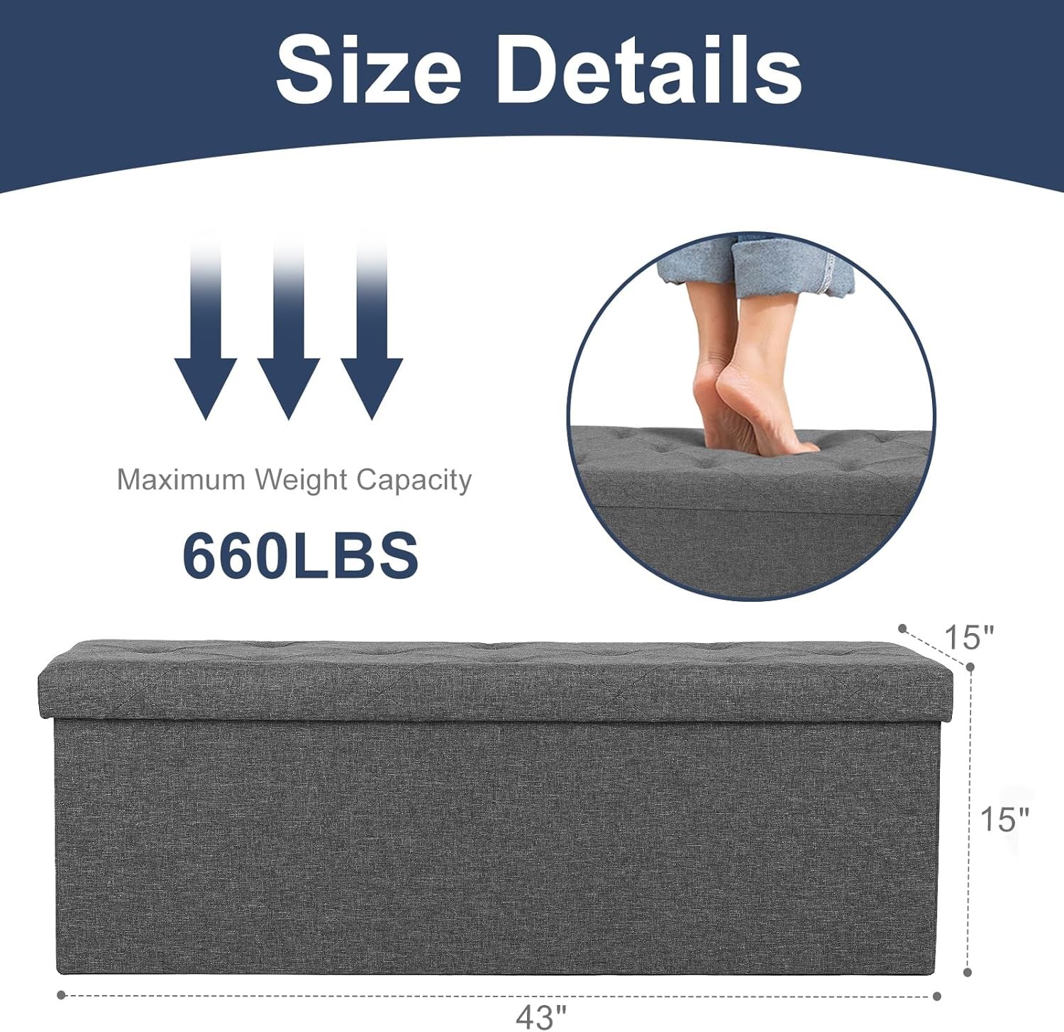 43 Inch Folding Storage Ottoman Bench gallery