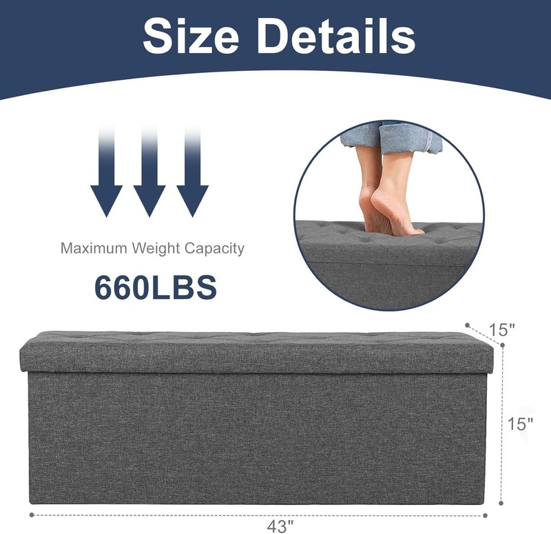 43 Inch Folding Storage Ottoman Bench gallery