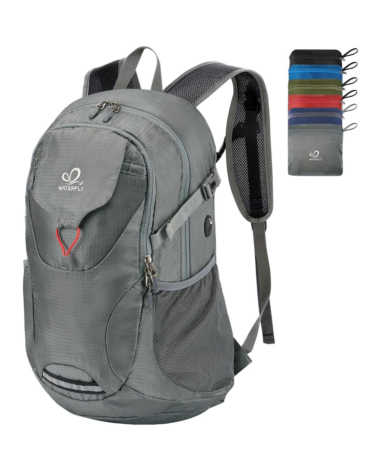 Grey 30L Lightweight Packable Hiking Backpack Foldable Travel Daypack Bag