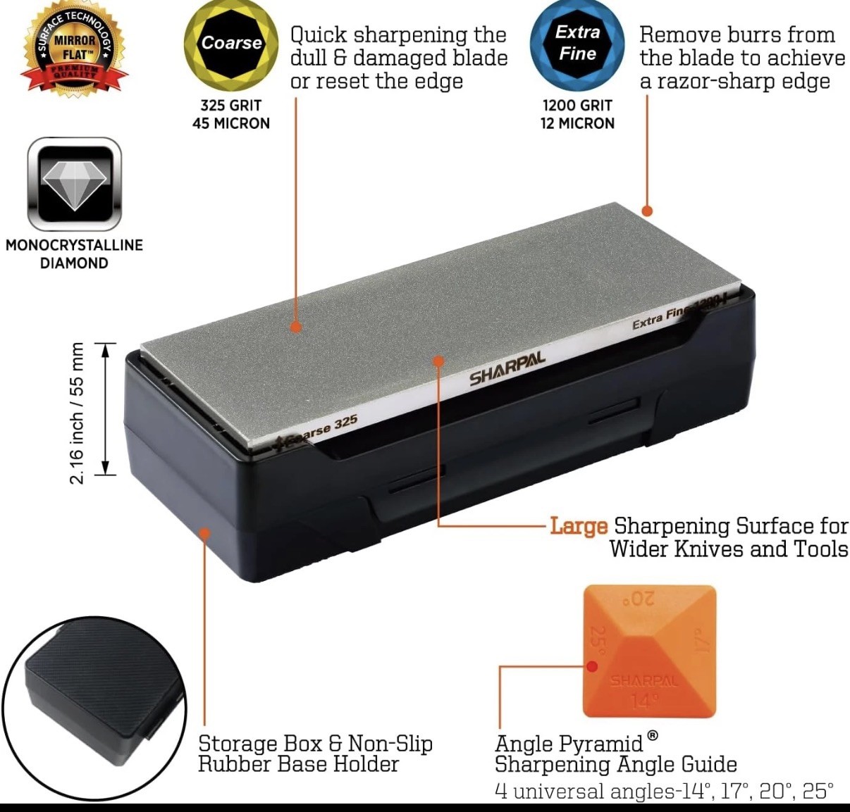 SHARPAL 162N Double-Sided Diamond Sharpening Stone Whetstone Knife Sharpener |Co gallery