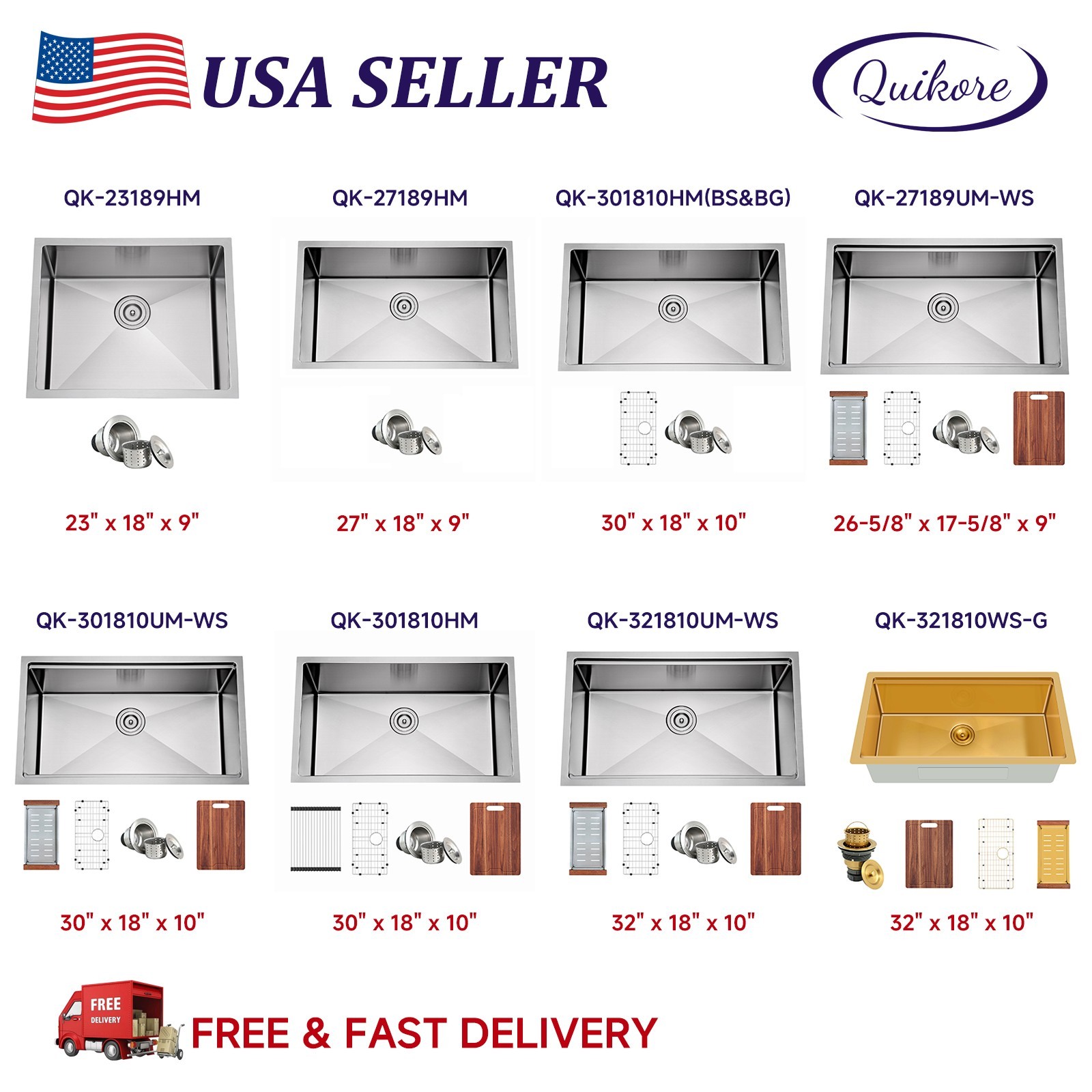Quikore Rectangular Handmade Multiple Sizes & Colors & Styles Kitchen Sink gallery