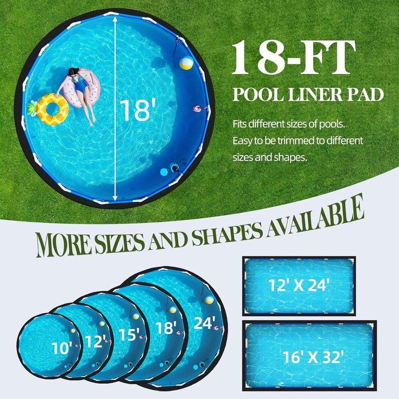 18 Ft Pool Under Mat Protects, Insulates & Extends Pool Life Black gallery