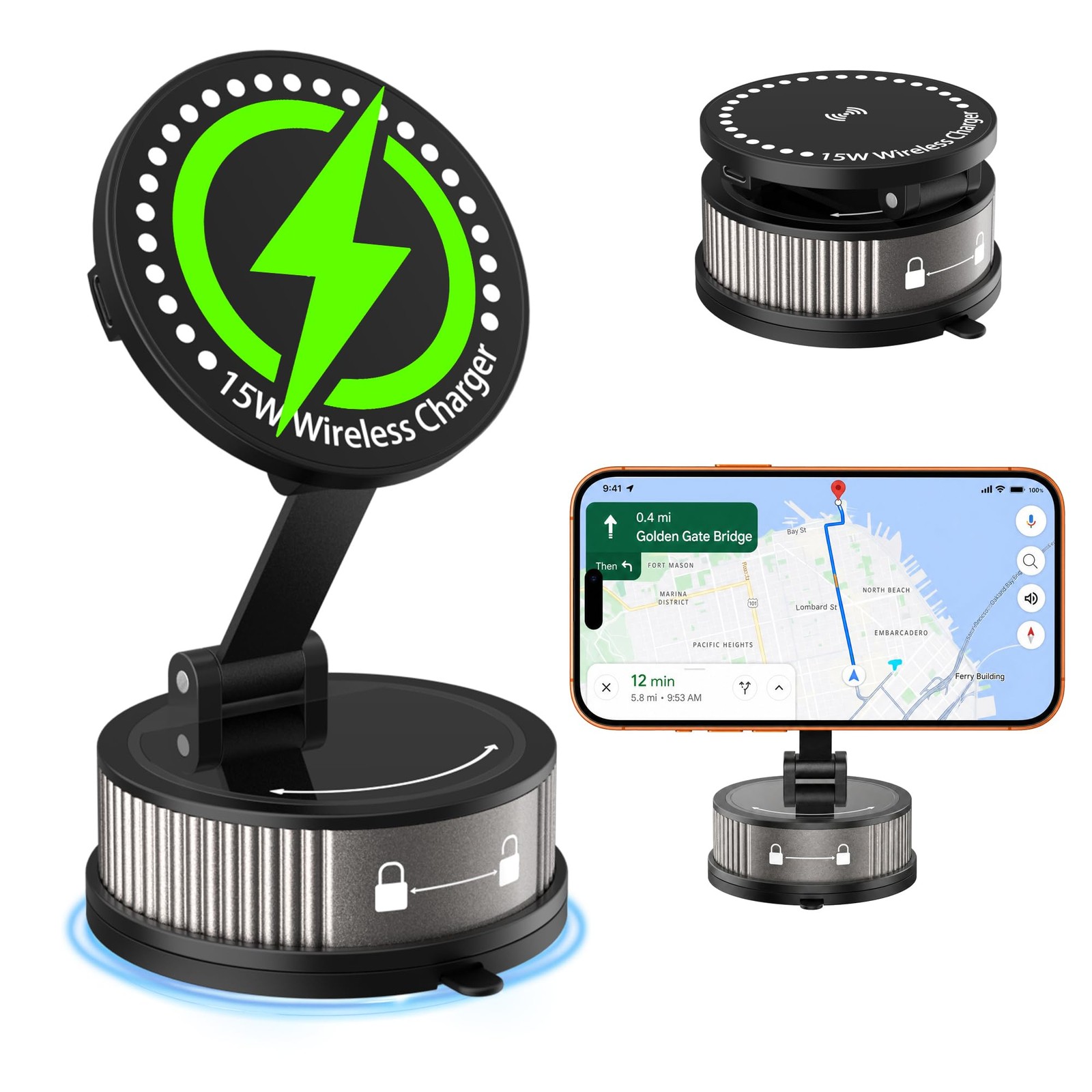 Qjmsjzjfdc For Magsafe Car Mount15W Wireless Charging95Lbs Strong Suction gallery