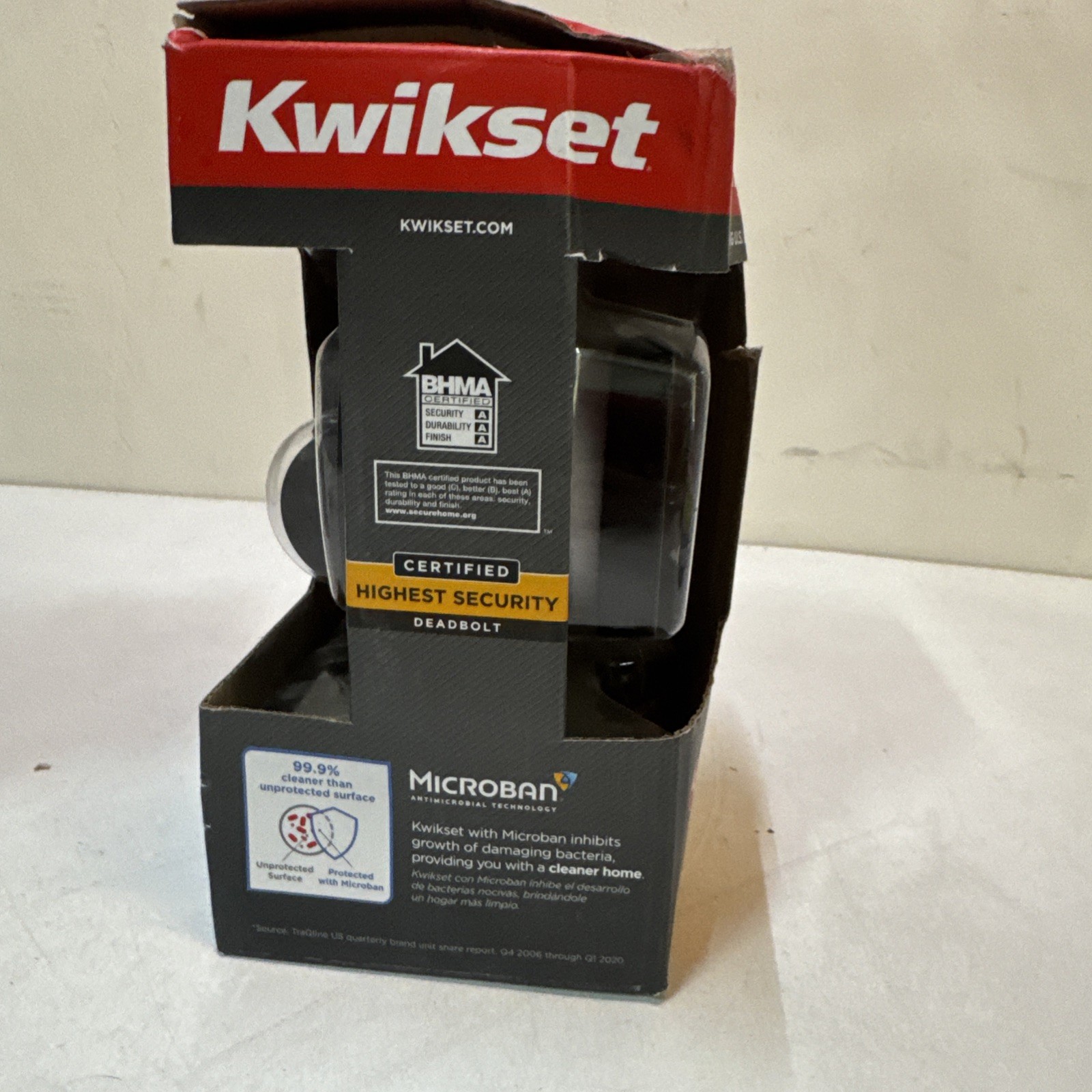 NEW KWIKSET 92580-035 Deadbolt Keyed One Side MATTE BLACK SmartKey Open gallery