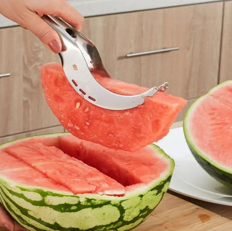 1 pc Stainless Steel Watermelon Slicer Cutter Fruit Serving Clip gallery