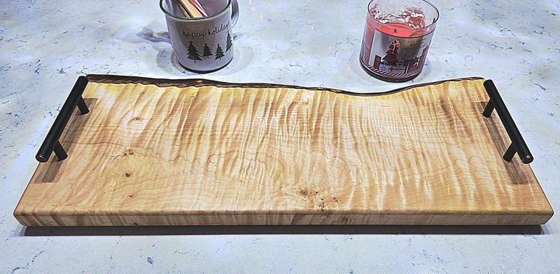 Handcrafted live edge curly maple board – charcuterie, cheese & serving tray gallery