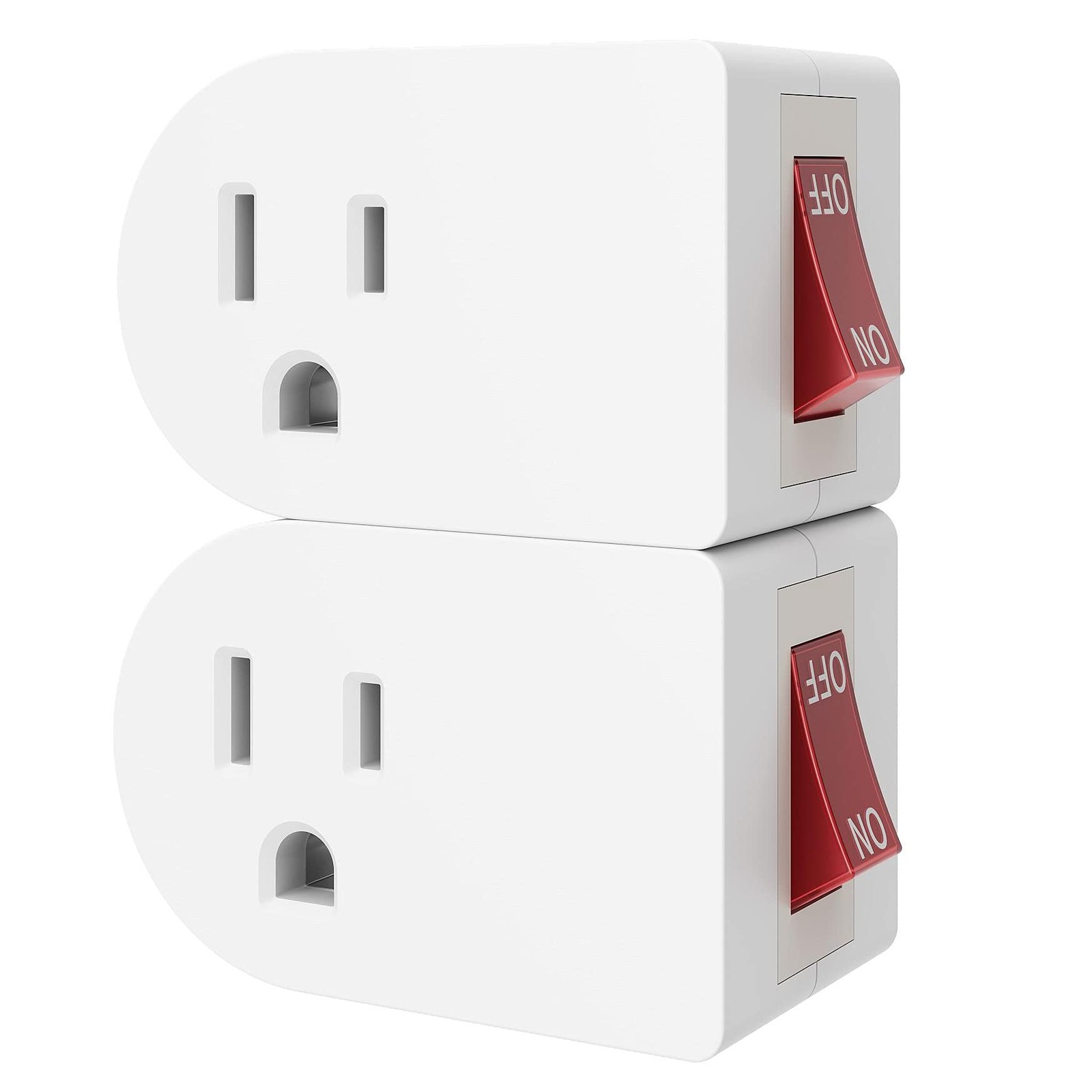 2pcs Outlet Wall Tap Adapter with On Off Switch Grounded Plug White gallery