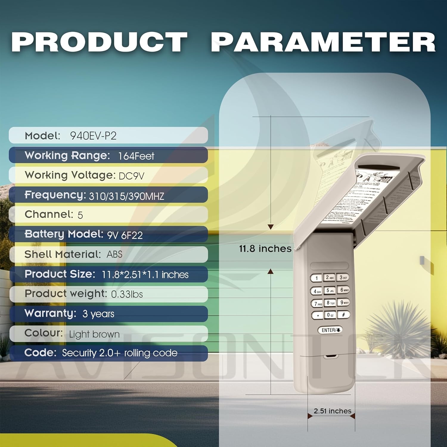 1 for 940EV-P2 Universal Chamberlain Garage Door Opener Keypad, 3-Year-Warranty gallery