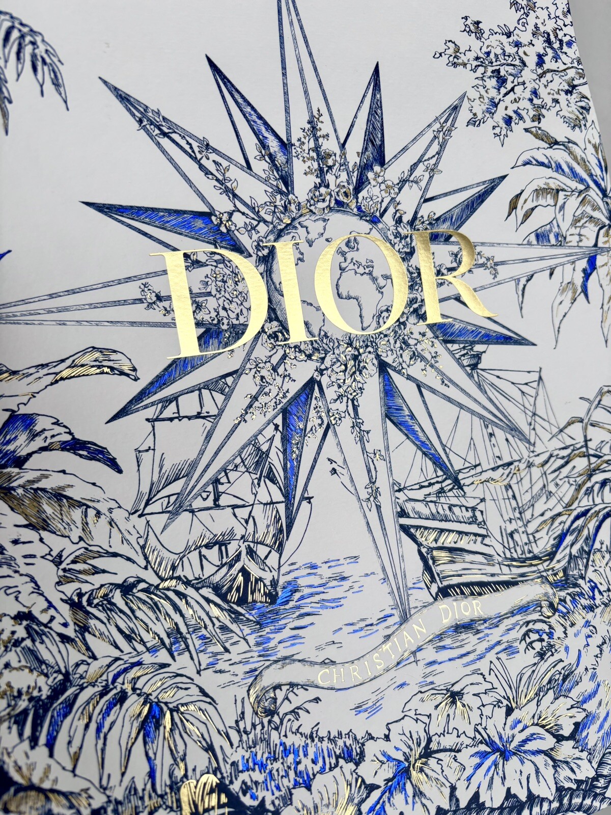 BRAND NEW RARE Authentic Dior 2022 Holiday Nautical Toile Gift Bag 15x 10 x5 In gallery