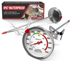 BOMATA 2-Pack Candy Thermometer with Pot Clip, Hands-Free Use, Waterproof IP67 a