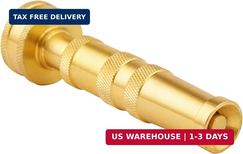 Solid Brass Garden Spray Nozzle 4" Adjustable Twist Water Hose USA Stock 2 PACK gallery