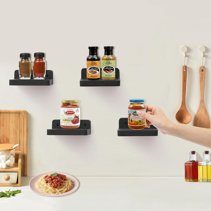 Small Floating Shelf, 4x4 Inch Display Ledges for Wall,Mini Shelves,Rustic Wood gallery