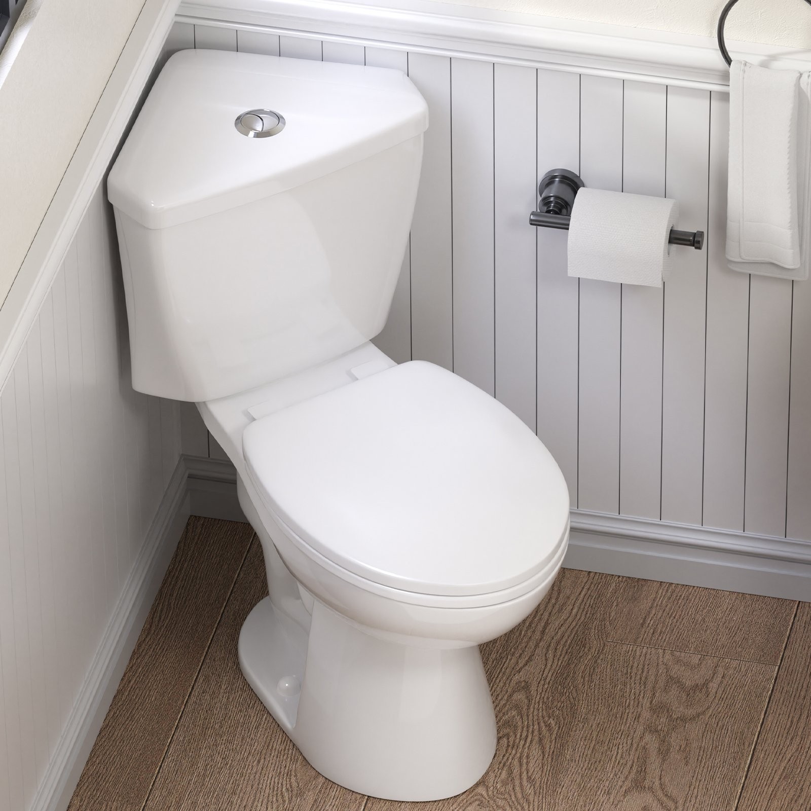 17.2" Two-Piece Corner Toilet Dual Flush 0.8/1.28 GPF for Compact Bathroom gallery