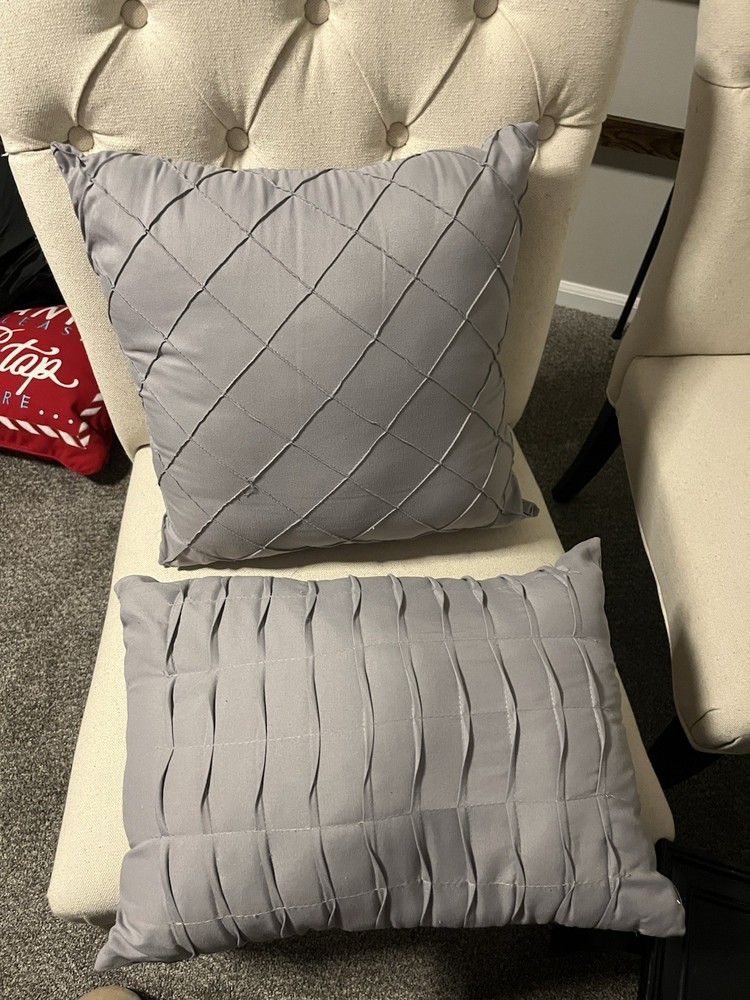 Square and Rectangle Throw Pillows Gray Set of 2 Home Decor
