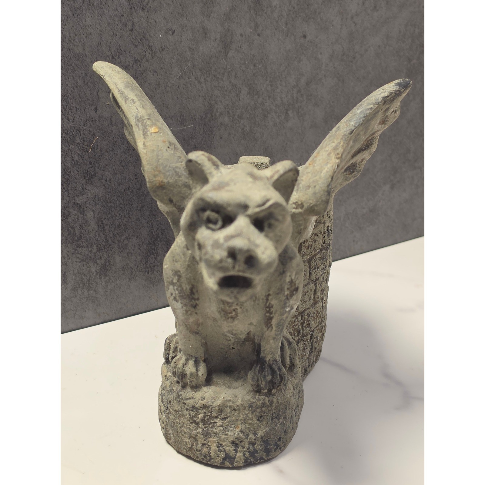 Gothic Winged Gargoyle Castle Turret Statue Planter Desk Organizer Gray Stone gallery
