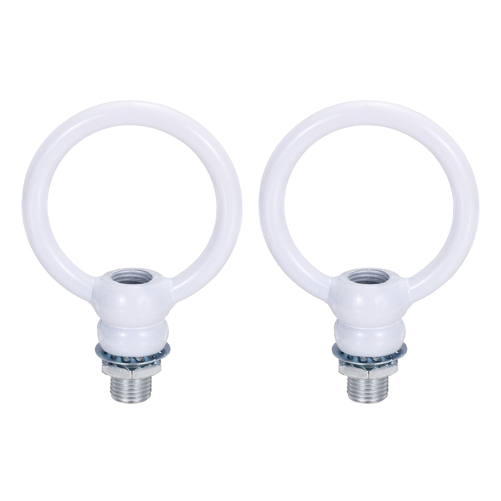 2 Set 8kg M10 1.9x2.3" Thread Lifting Eye Nut Holder Hook Ring White gallery