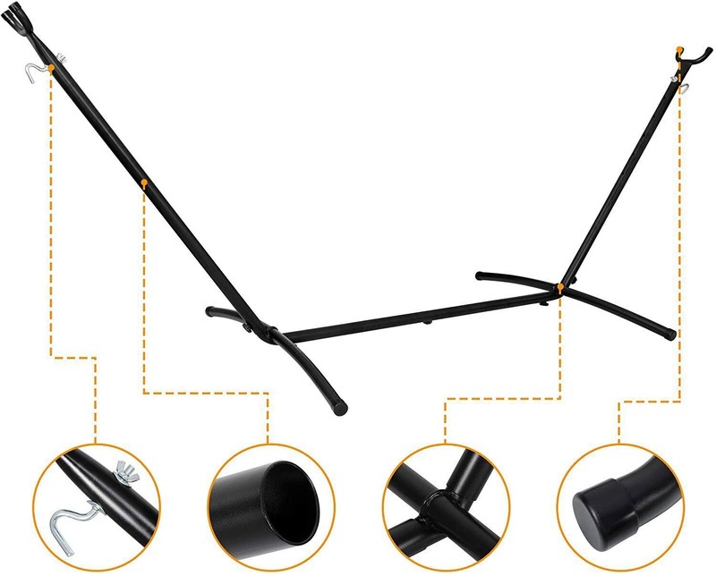 9FT Hammock Stand 2 Person 620LB Capacity Steel Frame w/Carrying Case Black gallery