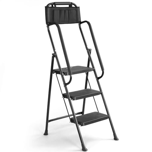 3 Step stool Ladder with Handrails 330 lbs folding Attachable Tool gallery