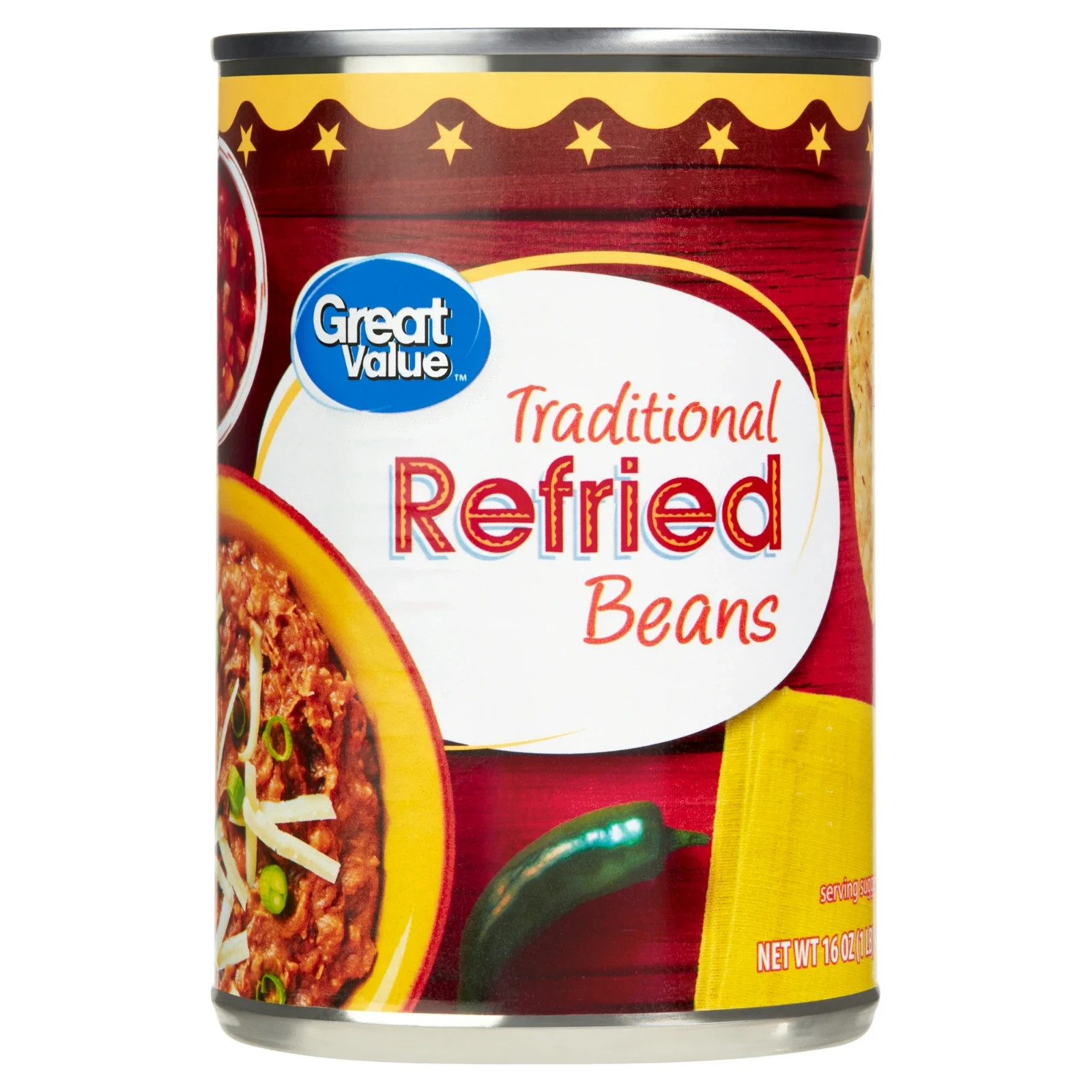 (6 pack) Great Value Traditional Refried Beans, 16 oz... gallery