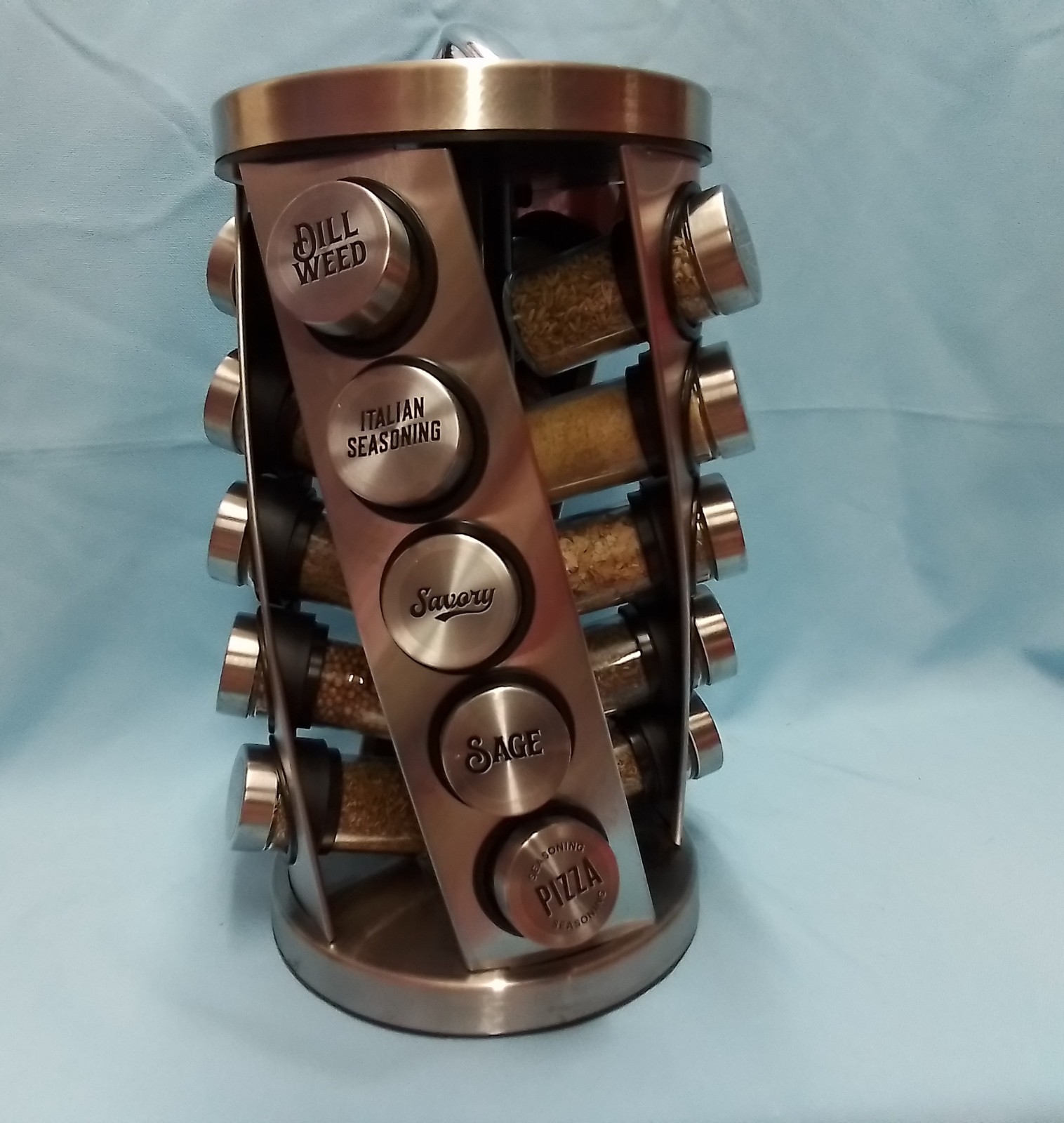 Lifetime Brand Revolving Spice Rack Brushed Nickle Wirh 20 Full Jars gallery