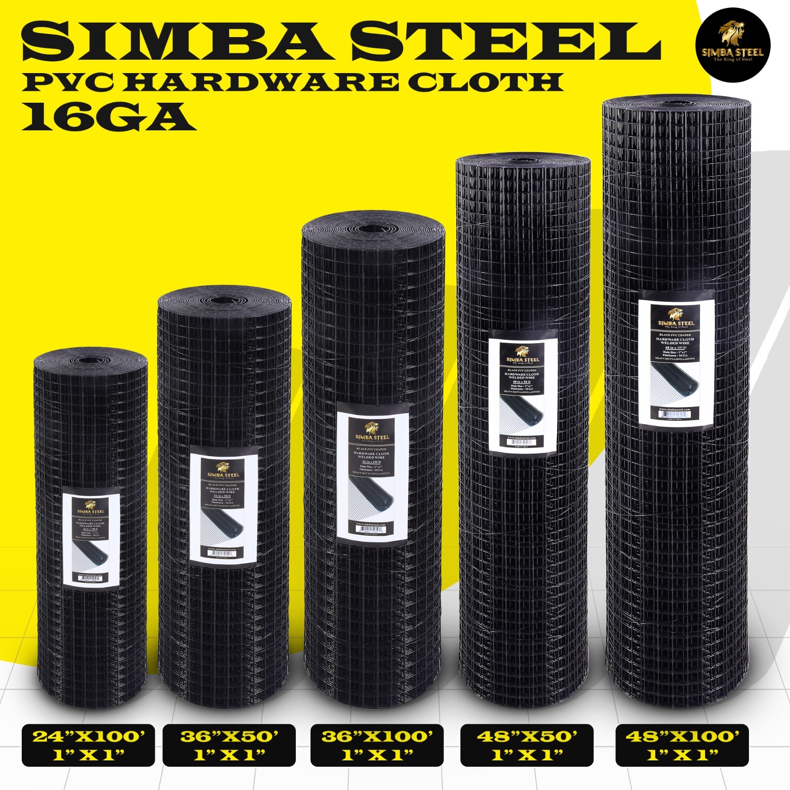 Hardware Cloth 16 GA Black Vinyl Coated Welded Wire Mesh Many Sizes -SIMBA STEEL gallery