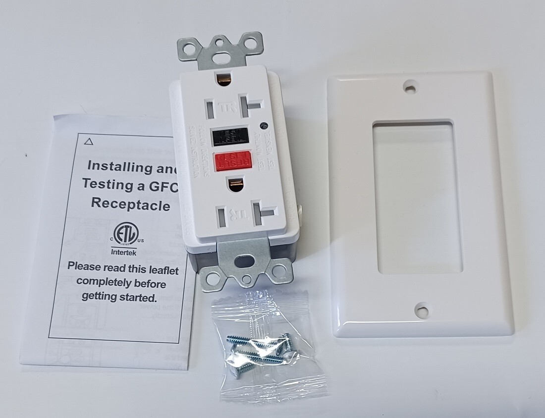 20 Amp GFCI Outlet with LED Indicator, Reset & Test Buttons, UL Listed, Class A gallery