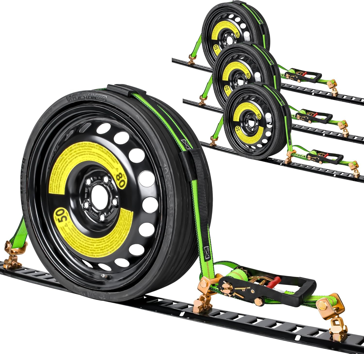 2" X 10' E Track Tire Straps,4Pack,Wheel Straps with E-Track Idler Swivel Anchor gallery