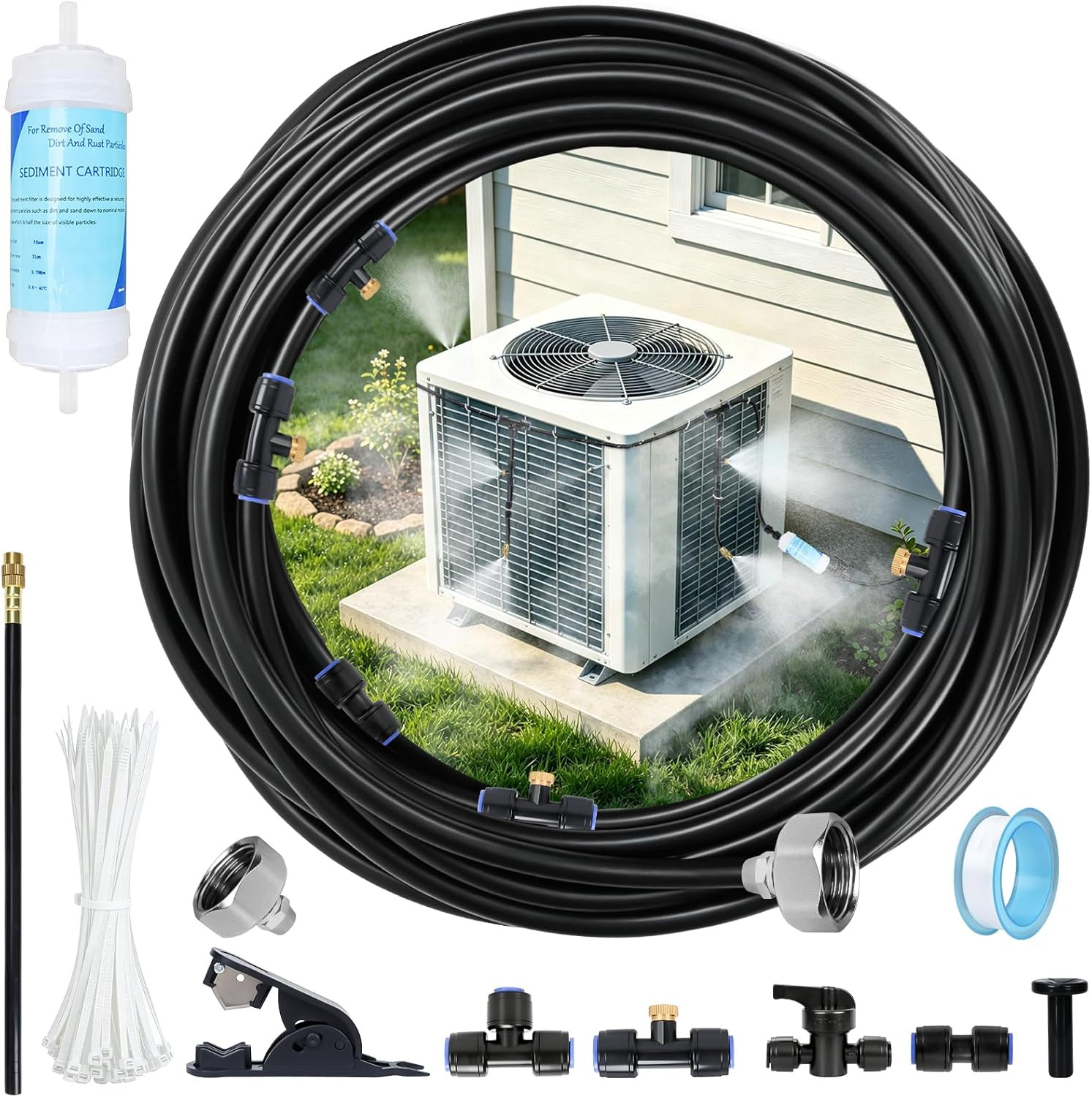 AC Condenser Misting Cooling System Includes Water Filter Cutter, Air Conditione gallery